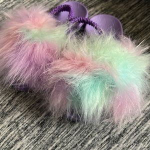 Furry colorful sandals